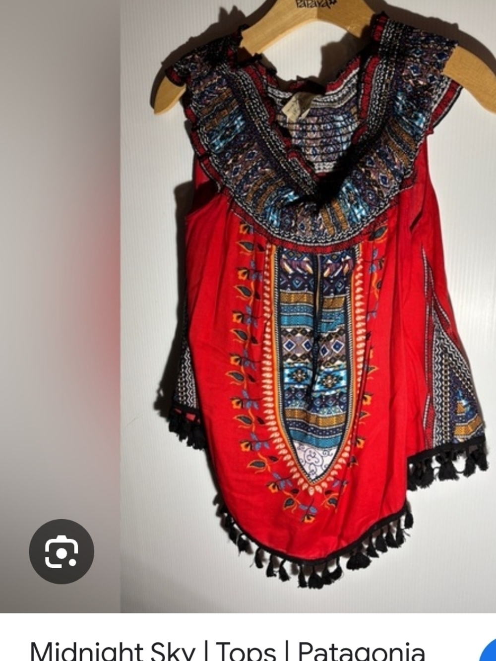 Patagonia Red Embroidered Boho Sleeveless Blouse